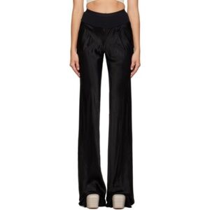 Rick Owens black cupro bias cut wide leg baggy pants size IT 44 US 8
